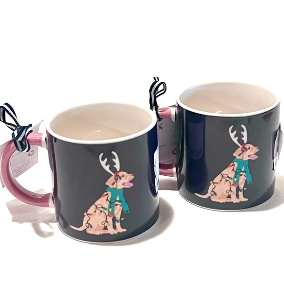 Two (2) JOULES Dog We Woof You a Merry Christmas Ceramic Mugs Blue/White 12oz - Picture 8 of 13